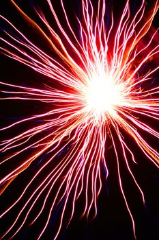 flaming firework explosion abstract