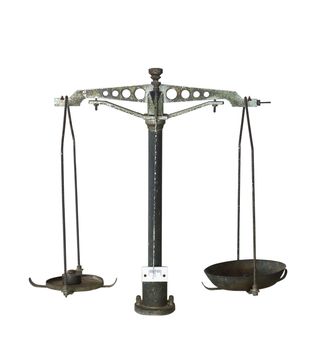 Old scales  on a white background