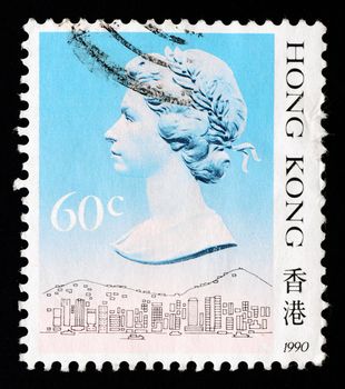 HONGKONG - CIRCA 1990: A Stamp printed in Hongkong shows Queen Elizabeth portrait, circa 1990