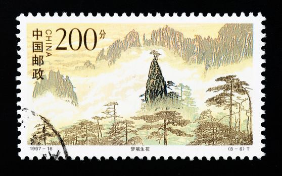 CHINA - CIRCA 1997: A Stamp printed in China shows the Huangshan Mountains , circa 1997