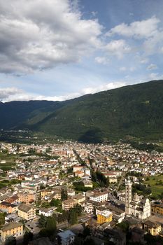 Italy city Tirano is the last stop of the Swiss mountain train Bernina Express