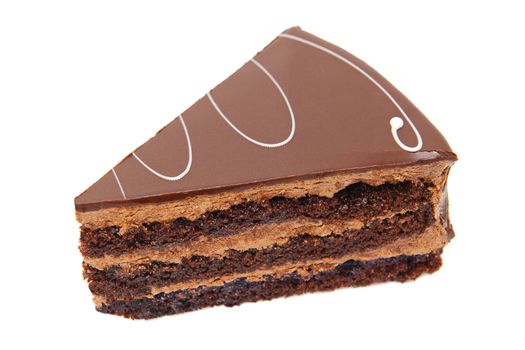 Chocolate cake isolated on the white background