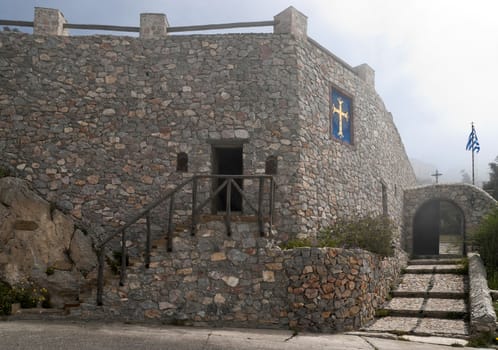 Profitis Ilias monastery stone wall and entrance