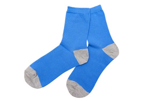 Blue socks isolated on the white background