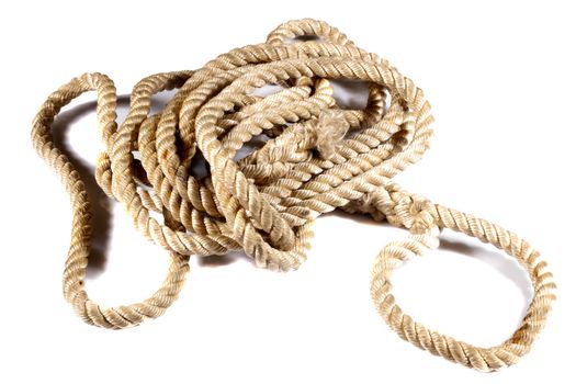 thick rope with a loop on end on a white background