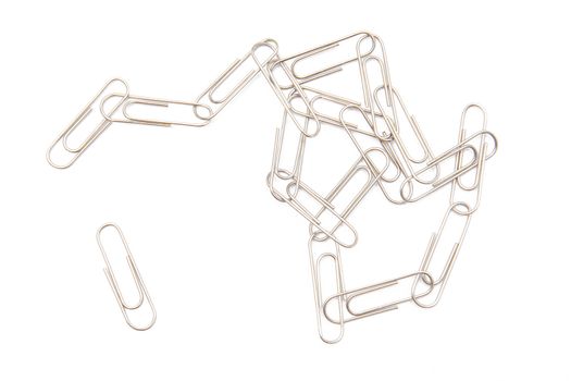 Paperclips isolated on the white background