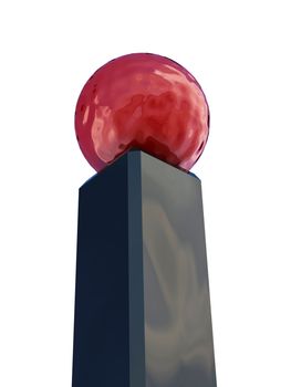 Red shiny ball on a black pedestal