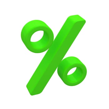 Big green percent on a white background