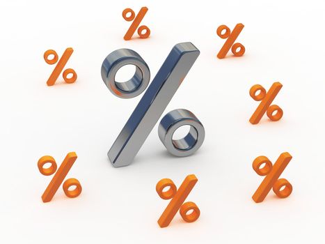Large and small icons percent on a white background