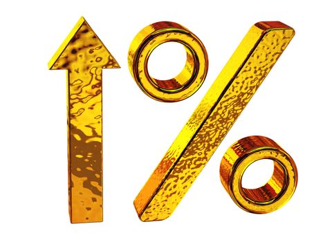 The percent sign and the arrow on a white background