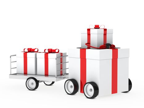 christmas gift box red white vehicle drive