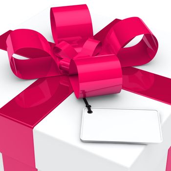 christmas white gift box pink ribbon signboard