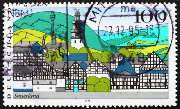 GERMANY - CIRCA 1995: a stamp printed in the Germany shows Sauerland, Scenic Region in Germany, circa 1995