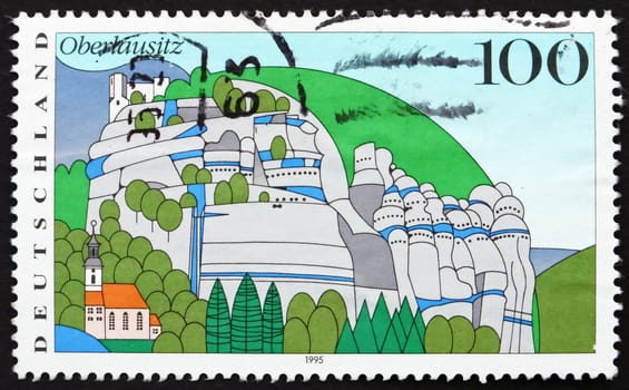 GERMANY - CIRCA 1995: a stamp printed in the Germany shows Upper Lusatia, Oybin, Scenic Region in Germany, circa 1995