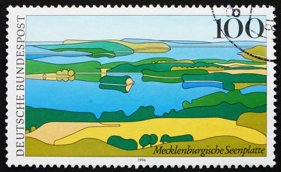 GERMANY - CIRCA 1994: a stamp printed in the Germany shows Mecklenburg Lake District, Scenic Region in Germany, circa 1994