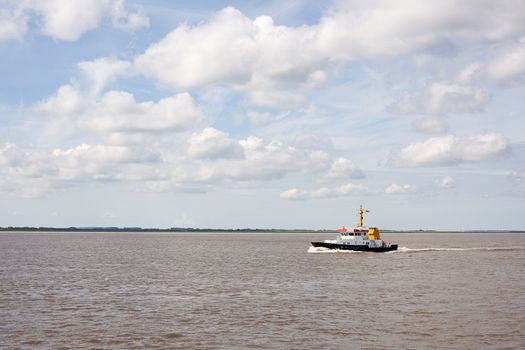 Ship on river Elbe, Germany