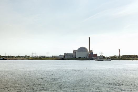 Nuclear plant near river in Stade, Germany