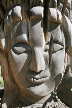Wood Carving Faces of Women