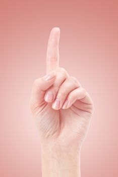 Hand with index finger, isolated on a beautiful background