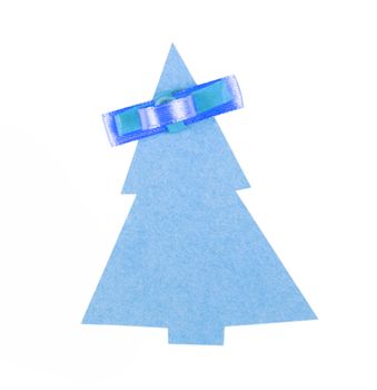 christmas tree made of old paper with a small bow and space for Your text