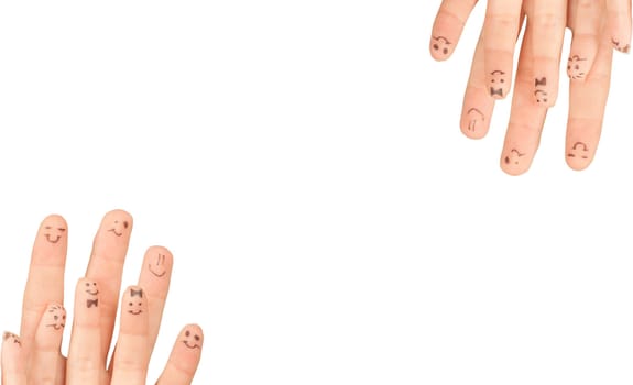 Fingers Smile, with a space for Your text, isolated on white background