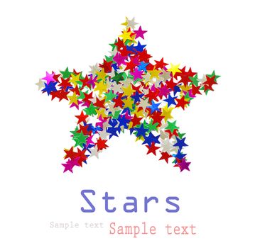 Big star composed of many colored stars on white