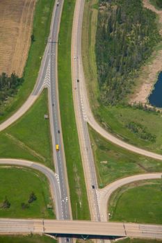 an overpass as part of a highway on ramp