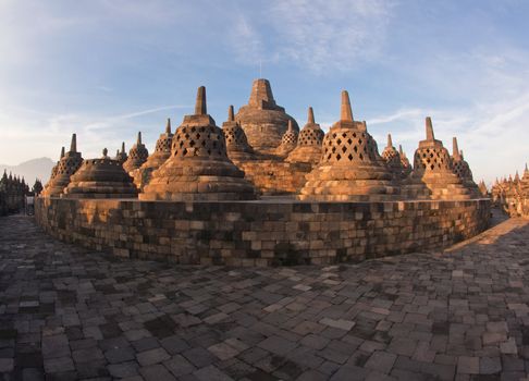 Architecture Borobudur Temple Stupa Ruin in Yogyakarta Indonesia.