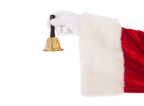 Santa Claus jingling bell. All on white background.