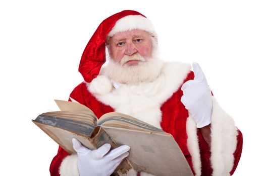 Santa Claus with severe look. All on white background.