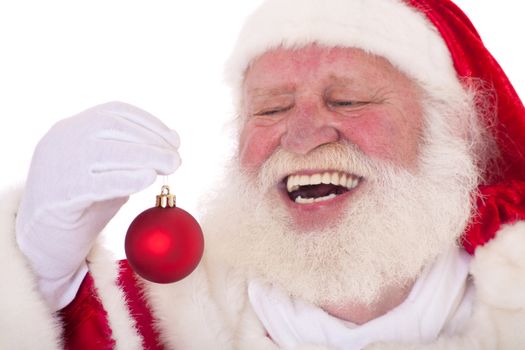 Santa Claus in authentic look. All on white background.