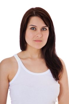 Attractive young woman. All on white background.