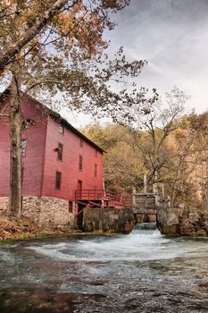 mill house at alley spring missouri in fall