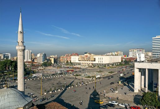 skanderberg main square in tirana albania