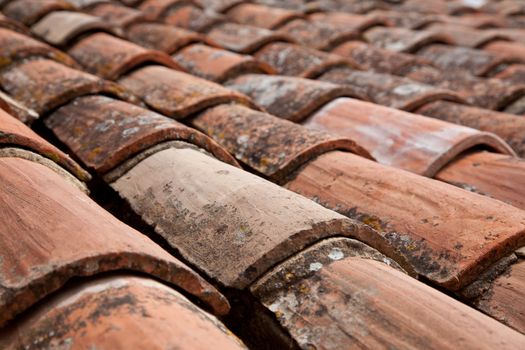 Traditional provencal roofing tiles. Background texture.