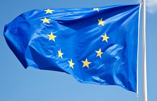 Waving flag of the European Union.
