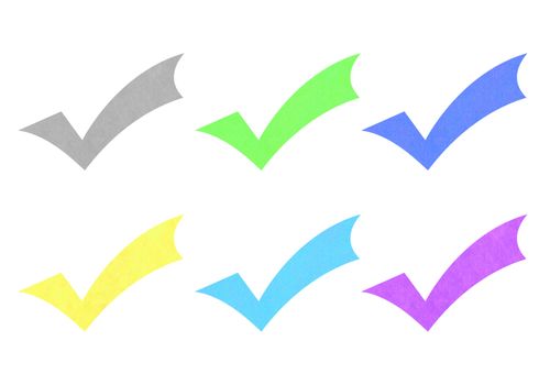Colorful check mark set of old colored paper