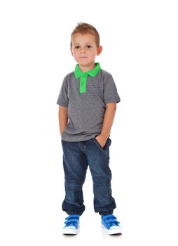 Full length shot of a cute little boy. All isolated on white background.