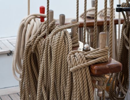 Masts and rigging of a sailing vessel