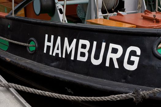 Ship called Hamburg lying in Hamburg harbor.
