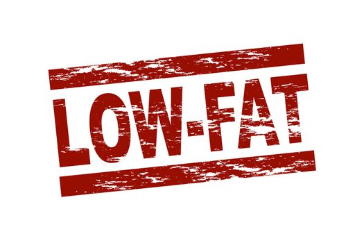 Stylized red stamp showing the term low-fat. Isolated on white background.