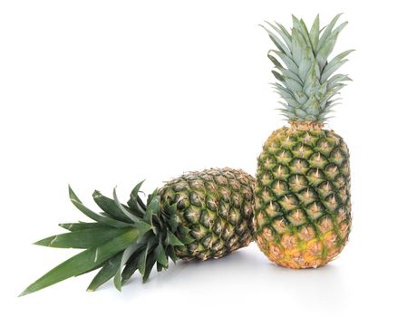 Fine ripe pineapples.  All on white background