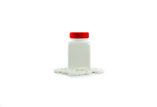 White bottle medicine isolate on white background