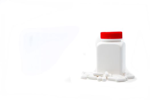 White bottle medicine isolate on white background