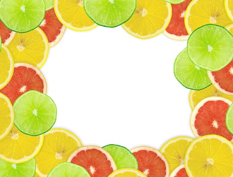Abstract background of citrus slices. Closeup. Studio photography.