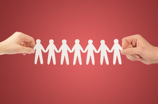paper people in hands(man and woman)