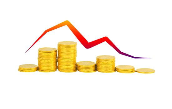 graph of the columns of coins isolated on white