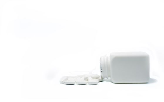 White bottle medicine isolate on white background