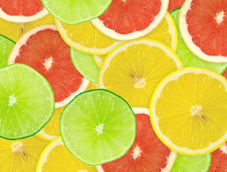 Abstract background of citrus slices. Closeup. Studio photography.