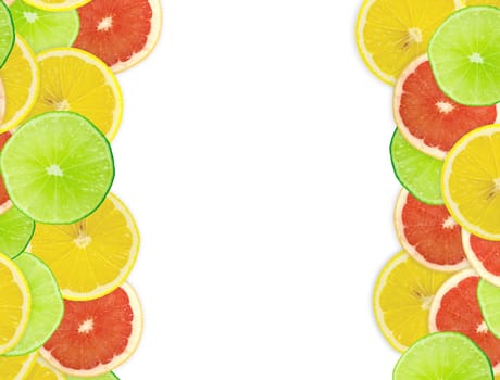 Abstract background of citrus slices. Closeup. Studio photography.